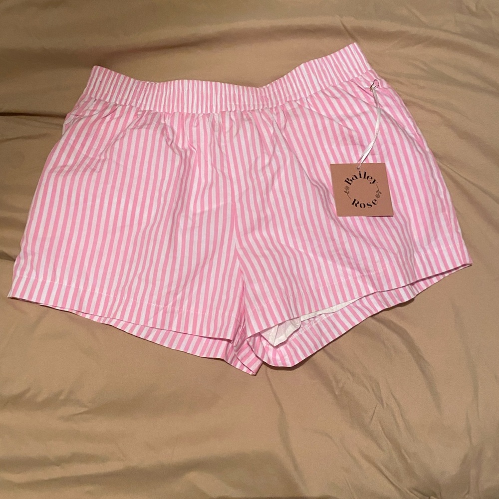 Bailey Rose Pink and White Striped Shorts LG